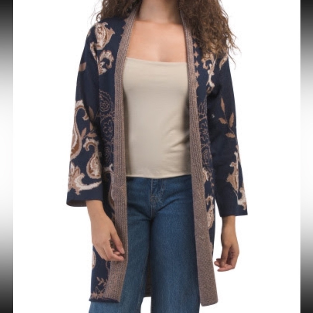 Badgley Mischka long floral coatigan